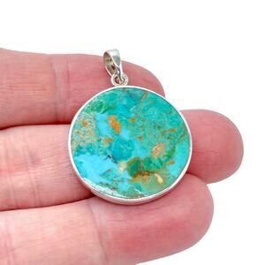 Estate Sterling Silver 925 Reversible Composite Turquoise Pendant